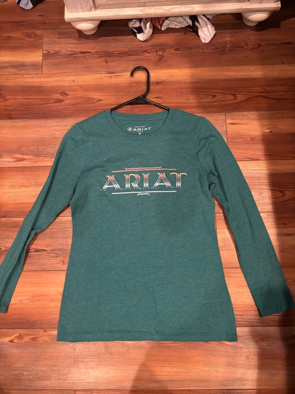 Ariat Teal Crewneck Long Sleeve Logo Shirt